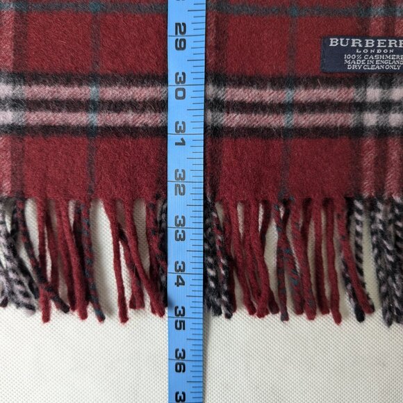 BURBERRY London Classic Nova Check Knit 100% Cashmere Neck Warmer Maroon SCARF - Picture 6 of 7